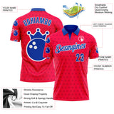 Custom Red Thunder Blue-White Bowling Ball Crown American Inspired Performance Polo Shirt