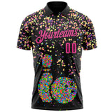 Custom Black-Pink Bowling Ball And Pins Chromatic Performance Polo Shirt
