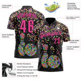 Custom Black-Pink Bowling Ball And Pins Chromatic Performance Polo Shirt