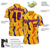 Custom Gold Dark Purple-Orange Bowling Ball And Pins Performance Polo Shirt