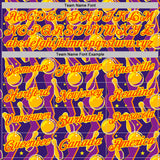 Custom Purple Orange-Light Yellow Bowling Ball And Pins Performance Polo Shirt
