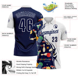 Custom White-Navy Bowling Ball And Pins Christmas Performance Polo Shirt