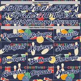Custom Navy-White Bowling Ball And Pins Christmas Performance Polo Shirt