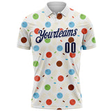 Custom White-Navy Bowling Ball And Pins Performance Polo Shirt