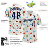 Custom White-Navy Bowling Ball And Pins Performance Polo Shirt