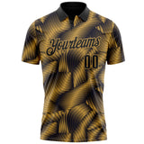 Custom Black-Old Gold Bowling Crown Performance Polo Shirt