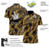 Custom Black-Old Gold Bowling Crown Performance Polo Shirt