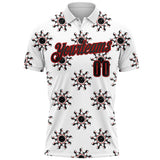 Custom White Black-Red Bowling Ball And Pins Strike Performance Polo Shirt