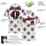 Custom White Black-Red Bowling Ball And Pins Strike Performance Polo Shirt