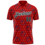 Custom Red Black-White Bowling Ball Performance Polo Shirt