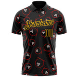 Custom Black-Gold Bowling Ball Performance Polo Shirt