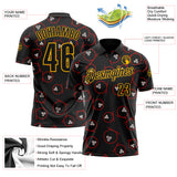 Custom Black-Gold Bowling Ball Performance Polo Shirt