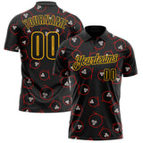Custom Black-Gold Bowling Ball Performance Polo Shirt