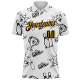 Custom White Navy-Gold Bowling Win Performance Polo Shirt