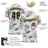 Custom White Navy-Gold Bowling Win Performance Polo Shirt