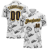 Custom White Navy-Gold Bowling Win Performance Polo Shirt