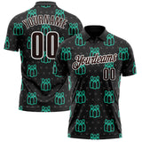 Custom Black Brown Green-White Bowling Pins Performance Polo Shirt