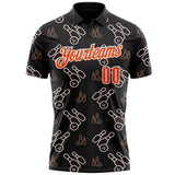 Custom Black Orange-White Bowling Ball And Pins Strike Performance Polo Shirt