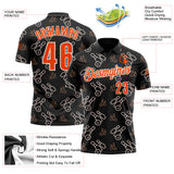 Custom Black Orange-White Bowling Ball And Pins Strike Performance Polo Shirt