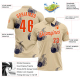Custom City Cream Orange-White Fire Bowling Ball Performance Polo Shirt