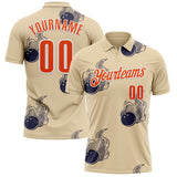 Custom City Cream Orange-White Fire Bowling Ball Performance Polo Shirt