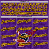 Custom Purple Brown-Yellow Bowling Ball And Pins Strike Performance Polo Shirt