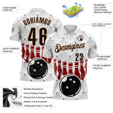 Custom White Brown-City Cream Bowling Ball And Pins Performance Polo Shirt