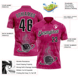Custom Hot Pink Black-White Fire Bowling Ball Performance Polo Shirt
