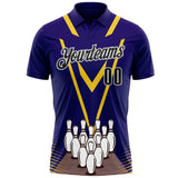 Custom Royal Black-White Bowling Pins Performance Polo Shirt
