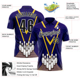 Custom Royal Black-White Bowling Pins Performance Polo Shirt