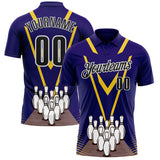 Custom Royal Black-White Bowling Pins Performance Polo Shirt