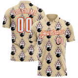 Custom City Cream White-Orange Bowling Ball And Pins Strike Performance Polo Shirt