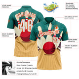 Custom Teal White City Cream-Orange Bowling Ball And Pins Strike Performance Polo Shirt