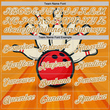 Custom Bay Orange Old Gold-White Bowling Ball And Pins Strike Performance Polo Shirt