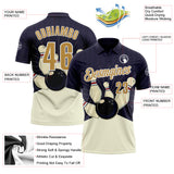 Custom Dark Purple Old Gold Cream-White Bowling Ball And Pins Strike Performance Polo Shirt