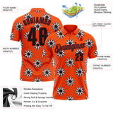 Custom Orange Black-Red Bowling Ball And Pins Strike Performance Polo Shirt