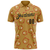 Custom Old Gold Navy-Gold Bowling Ball Performance Polo Shirt