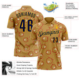 Custom Old Gold Navy-Gold Bowling Ball Performance Polo Shirt