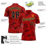 Custom Red Navy-Gold Bowling Ball And Pins Strike Performance Polo Shirt