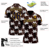 Custom Brown Navy-Gold Bowling Ball And Pins Strike Performance Polo Shirt