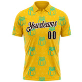 Custom Yellow Brown-White Bowling Pins Performance Polo Shirt