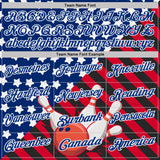 Custom Royal Red Black-White Patriotic American Flag Bowling Ball And Pins Strike Performance Polo Shirt