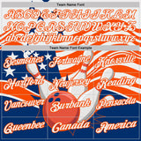 Custom White US Navy Blue-Orange Patriotic American Flag Bowling Ball And Pins Strike Performance Polo Shirt