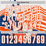Custom White US Navy Blue-Orange Patriotic American Flag Bowling Ball And Pins Strike Performance Polo Shirt