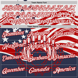 Custom White Navy-Red Patriotic American Flag Bowling Ball And Pins Strike Performance Polo Shirt