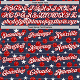 Custom Navy White-Red Patriotic Stars Bowling Balls Performance Polo Shirt