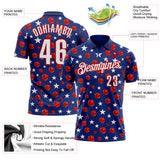 Custom Royal White-Red Patriotic Stars Bowling Balls Performance Polo Shirt
