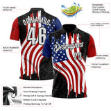 Custom Black White Royal-Red Patriotic American Flag Bowling Balls Performance Polo Shirt