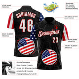 Custom Black White Royal-Red Patriotic American Flag Bowling Balls Performance Polo Shirt