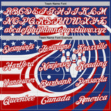 Custom Royal White-Red Patriotic American Flag Bowling Ball And Pins Performance Polo Shirt